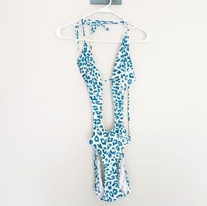 Leopard bikini cutout onepiece blue XL